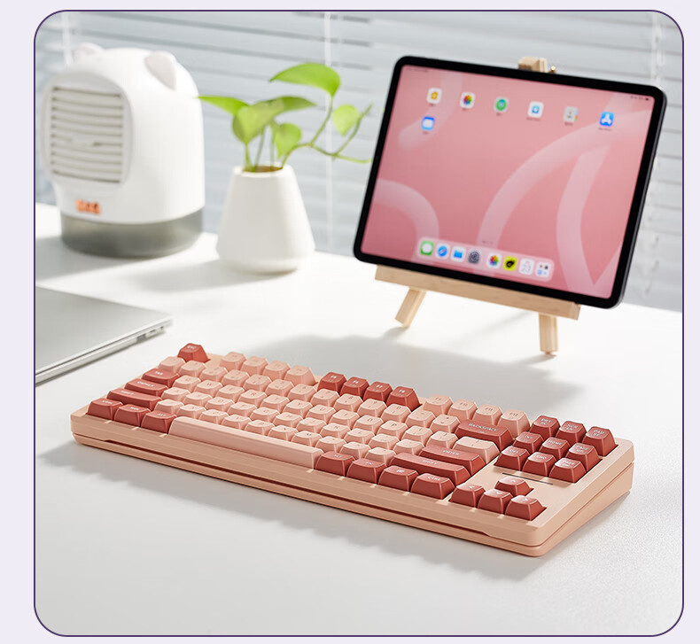 Hyeku Q3pro 87-Key Tri-Mode Wireless Bluetooth Customizable Mechanical Keyboard Hot-Swappable Gasket Structure Keyboard Gaming Office RGB Peach Soft Kaehua BOX Red Switch 15