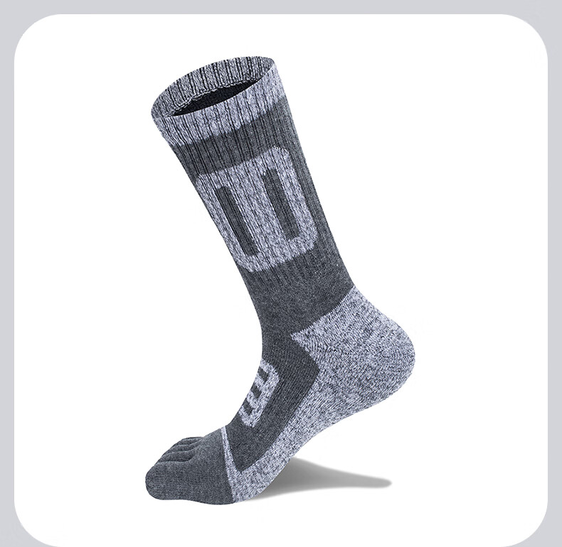 TFO Competition-Grade Outdoor Five-Toe Socks, Terry Socks, Hiking Sports Breathable Toe Socks 2202361 Men's Dark Gray 15