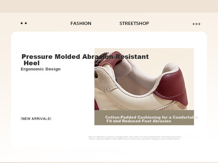 ZHR Casual Shoes for Women, Retro Sports Women's Shoes, Thick-Soled Heightening Versatile Dexun Shoes for Women, QS27, Beige-Red, Size 40 7