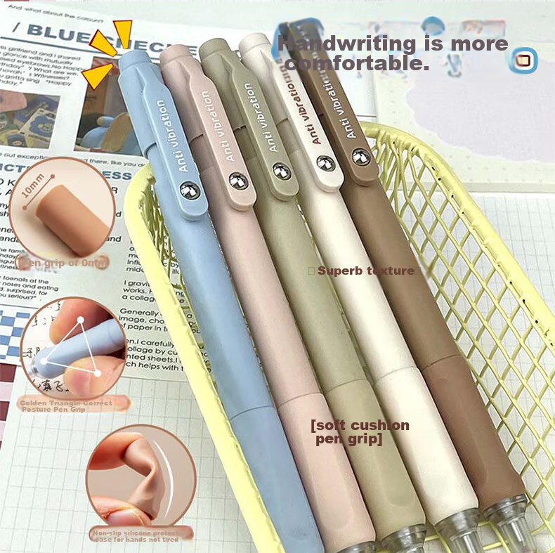 Mule Retractable Gel Pen, Vintage Color, 0.5mm Gourd Tip, Drawing And Journaling Pen, Colored Gel Pen, Multi-Color Stationery Marker, 3-Pack M-8922 2