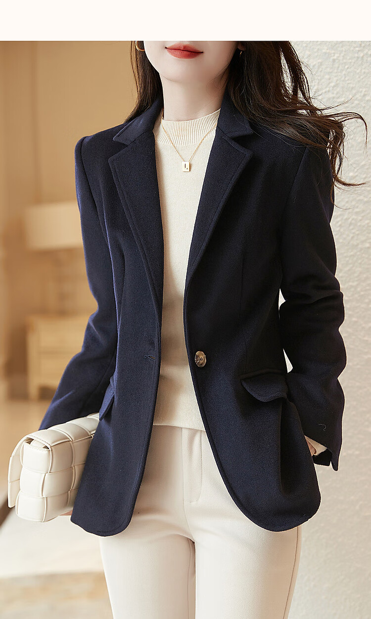 Dme [High-Content Wool Suit] Winter Suit Collar Slim-Fit Long-Sleeve Blazer Jacket for Women, Autumn And Winter 17