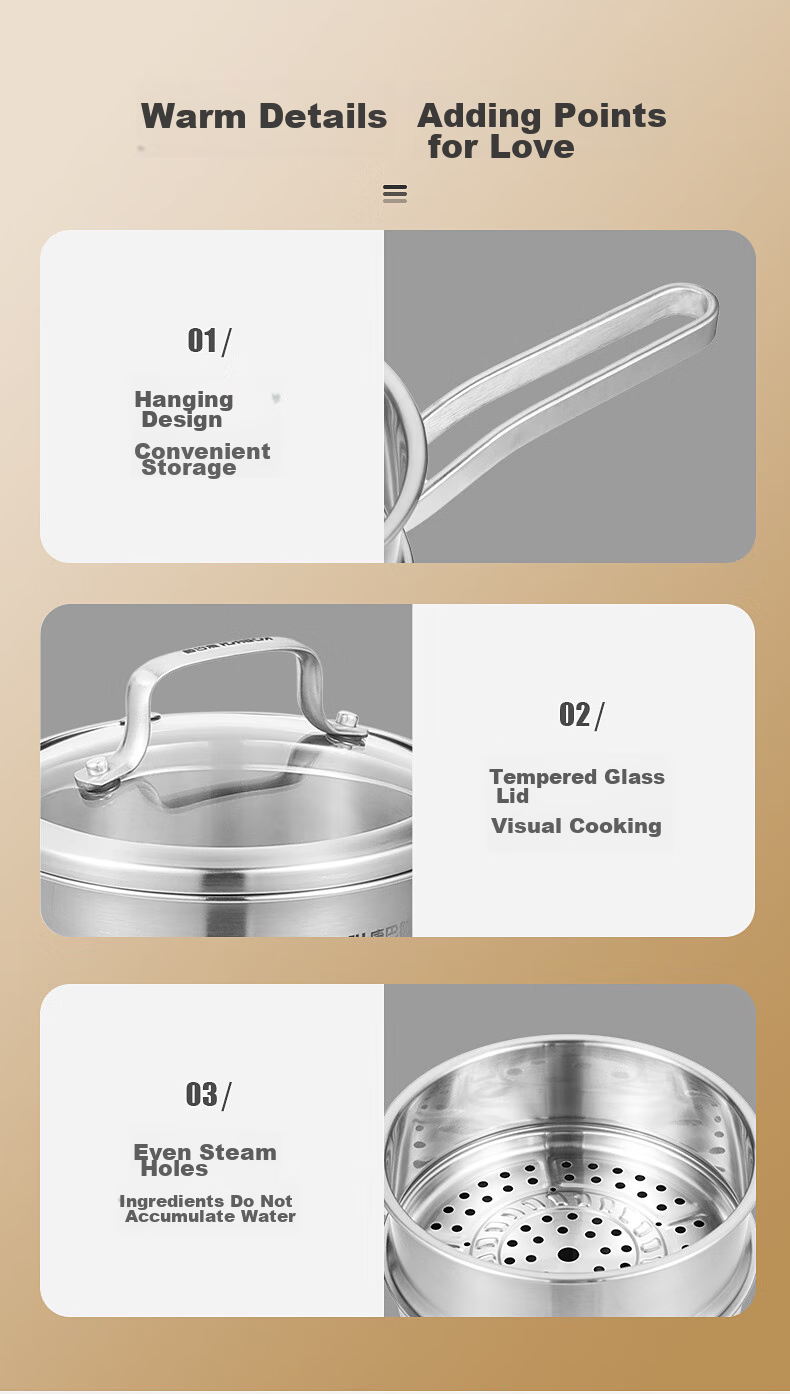 KBH Stainless Steel Milk Pot, 16cm Noodle Cooking Pot, Compatible with Induction Cooker And Open Flame, NQG18A304 10