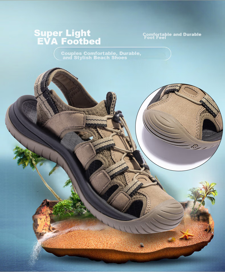 TOREAD Men's Beach Shoes, Lightweight Non-Slip Comfortable Breathable Closed-Toe Sandals, Outdoor Sports Water Shoes TFGGCM81990 2
