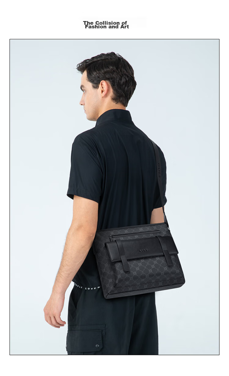 GOLF Shoulder Bag, Men's Crossbody Bag, Large Capacity IPad Pro Phone Bag, Water-Resistant Business Commuter Bag for Me 3