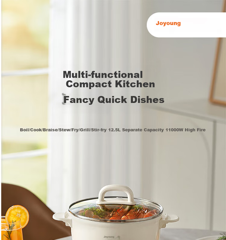 Joyoung Household Detachable Electric Hot Pot for Stir-Frying, Boiling, Braising, Frying, And Grilling Multi-Functional Pot HG25-G211 1