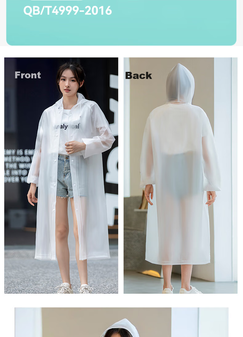 Ousen Disposable Adult Raincoat for Men And Women, Thickened Transparent Poncho for Outdoor Hiking, Cycling, Travel, Portable 10