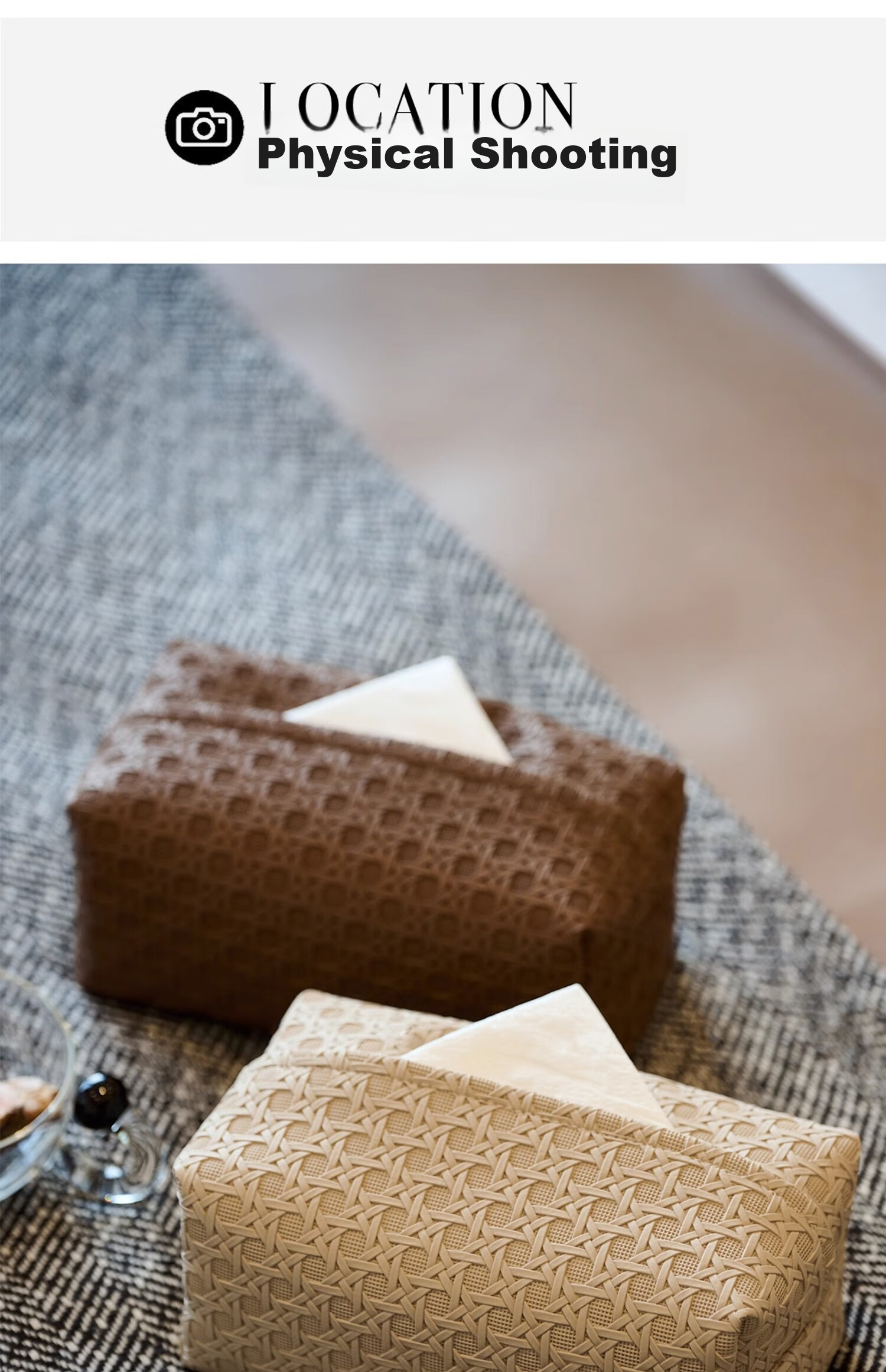 Fanyejia Tissue Box with Rattan Pattern, Luxury Leather Tissue Holder, Storage Box for Living Room, Bedroom, And Dining Table 8