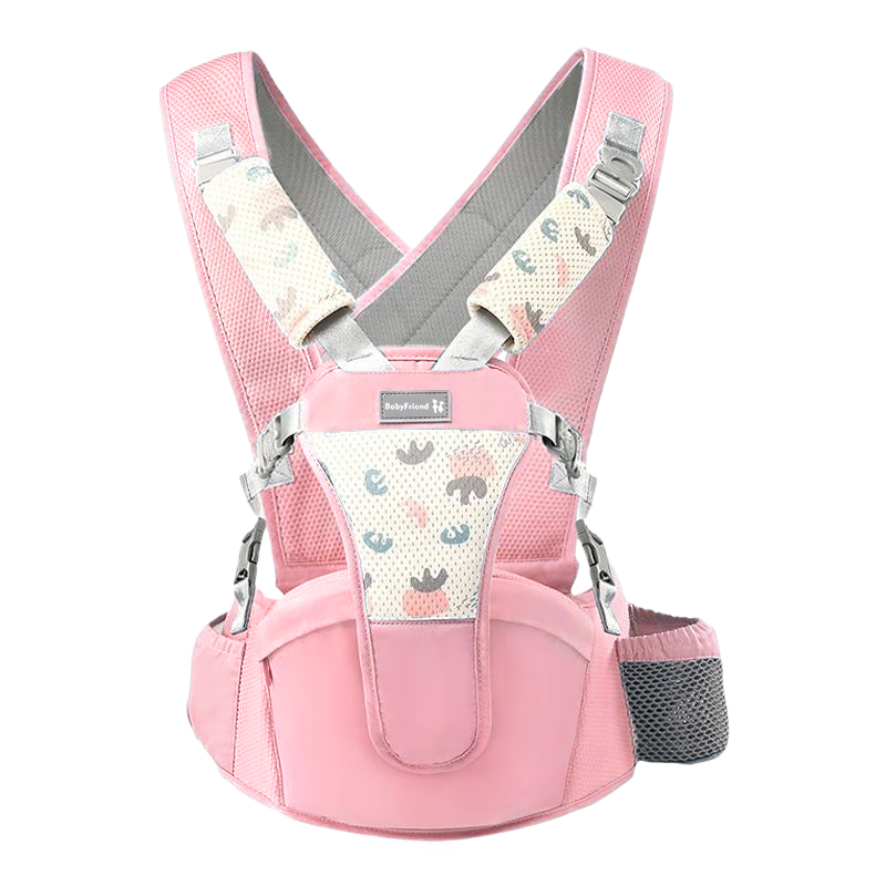 Baby Friend Waist Stool, Infant Seat, Baby Carrier for Front And Back Use, Multifunctional Baby Carrying Aid for Outings, Breathable Pink