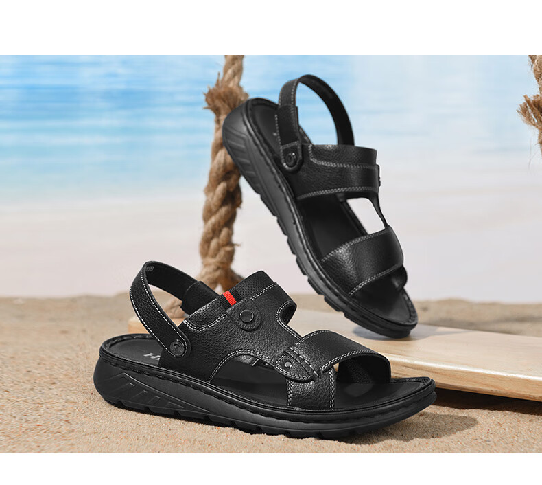 HLA Sandals, Outdoor Beach Men's Casual Slippers HAALXM2EBH149, Black, Size 39 11