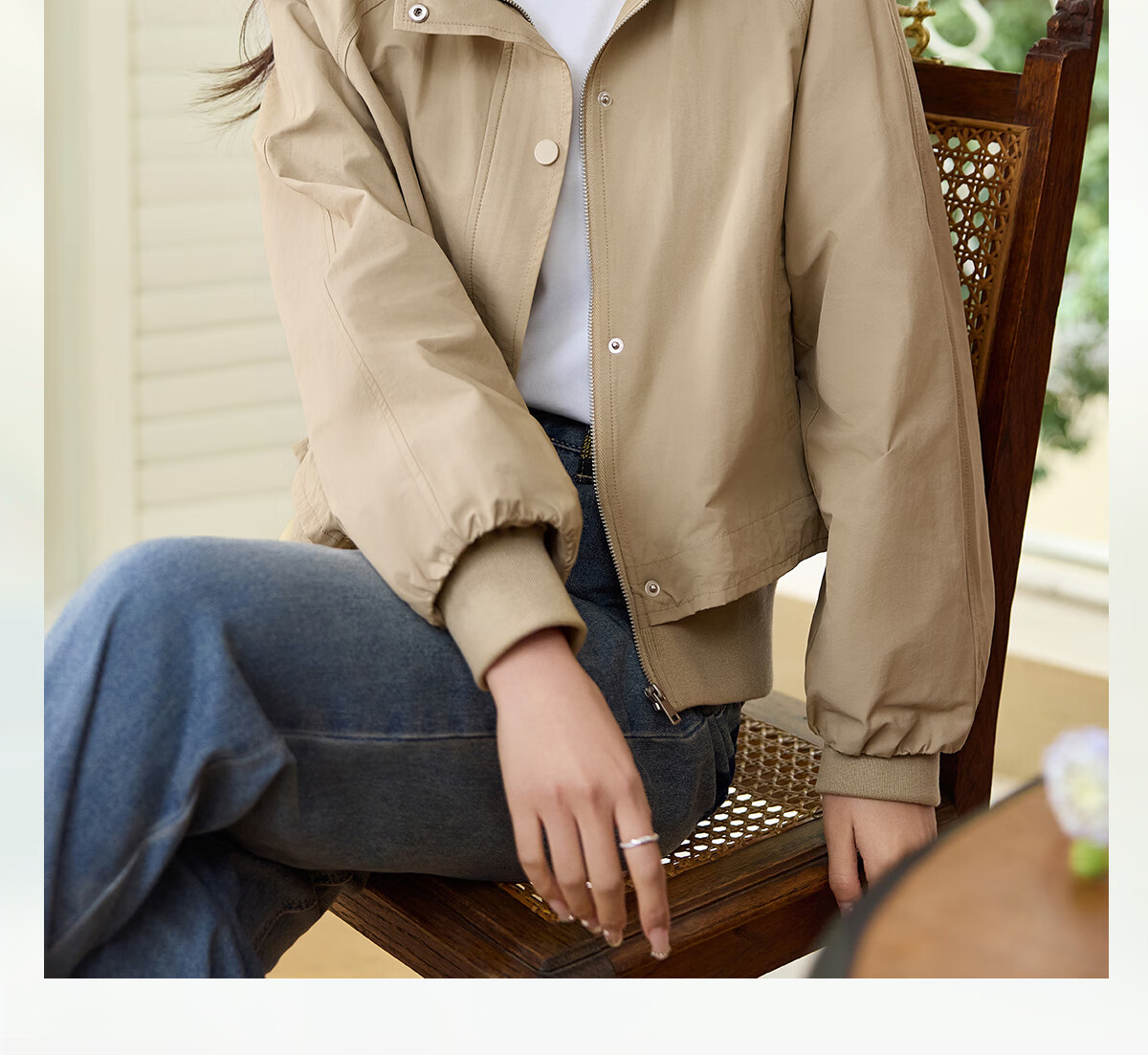 Taxiang Casual Jacket for Women, Spring And Autumn Workwear Style Hooded Faux Two-Piece Short Coat, Petite Cardigan Top for Women T51D022 2