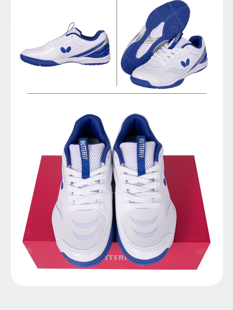 BUTTERFLY TC-2 Professional Breathable Unisex Table Tennis Shoes White Blue Size 42 3