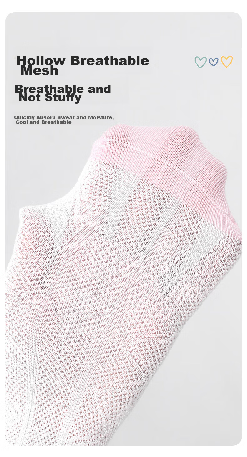 Babi Girls' Socks, Summer Thin Cotton Socks, Big Girls' Baby Spring And Autumn Mesh Socks, Children's Mid-Calf Socks, Size 16-18 5