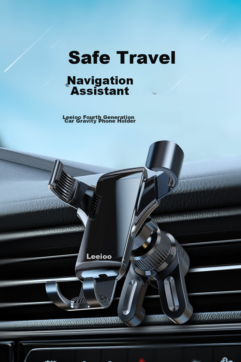 Leeioo Car Phone Holder, Air Vent Mount for Navigation, Alloy Gravity Sensor Car Phone Mount, Black 1