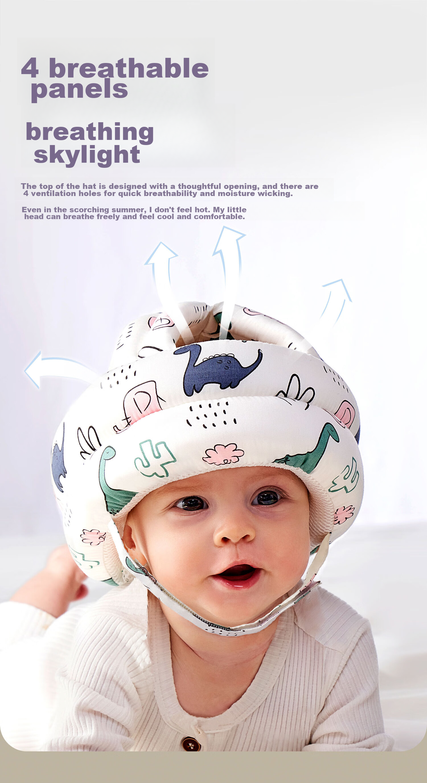 Scoornest Baby Walking Head Protection Cap, Toddler Anti-Fall Hat, Infant Head Guard Pad, Children's Anti-Collision Pillow, Summer Breathable 7