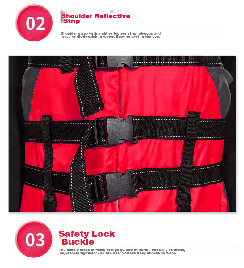 ASORAIN Red Safety Buckle Adult Life Jacket Swimwear with Whistle for Outdoor Flood Prevention, Emergency Rescue And Rafting 13