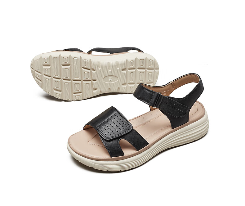 Yierkang Women's Shoes, Fairy-Style Wedge Sandals, Perfect for Dresses, Beach Shoes, Thick-Soled Mom Sandals, 18074W, Beige, Size 35 15