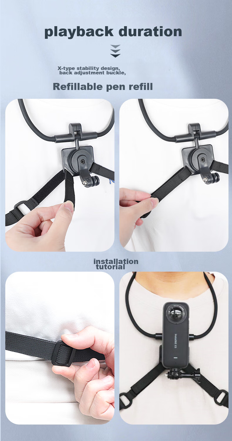 Qiye Neck Strap Mount Compatible with Insta360 X5 Panoramic Action Camera, Insta X4 Cycling Motorcycle X3 Base X5 Accessories, Neck Fishing Lure Bicycle X2 5