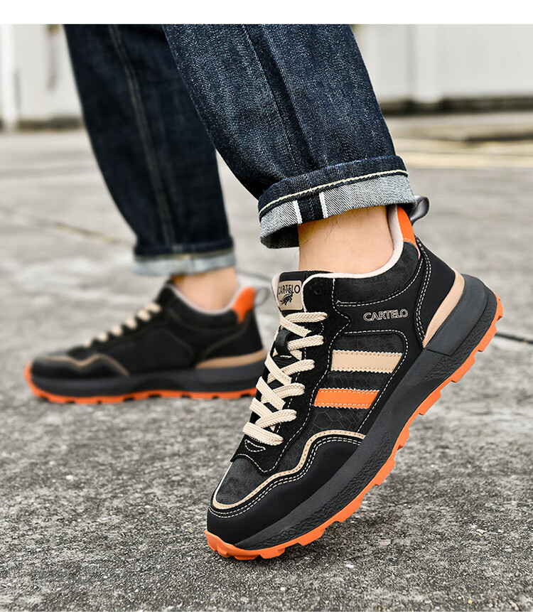 CARTELO Men's Shoes, Casual Sports, Autumn And Winter Outdoor Hiking, Travel Commuting, Jogging, Soft Sole, Wear-Resistant, Retro Versatile, New Style 18