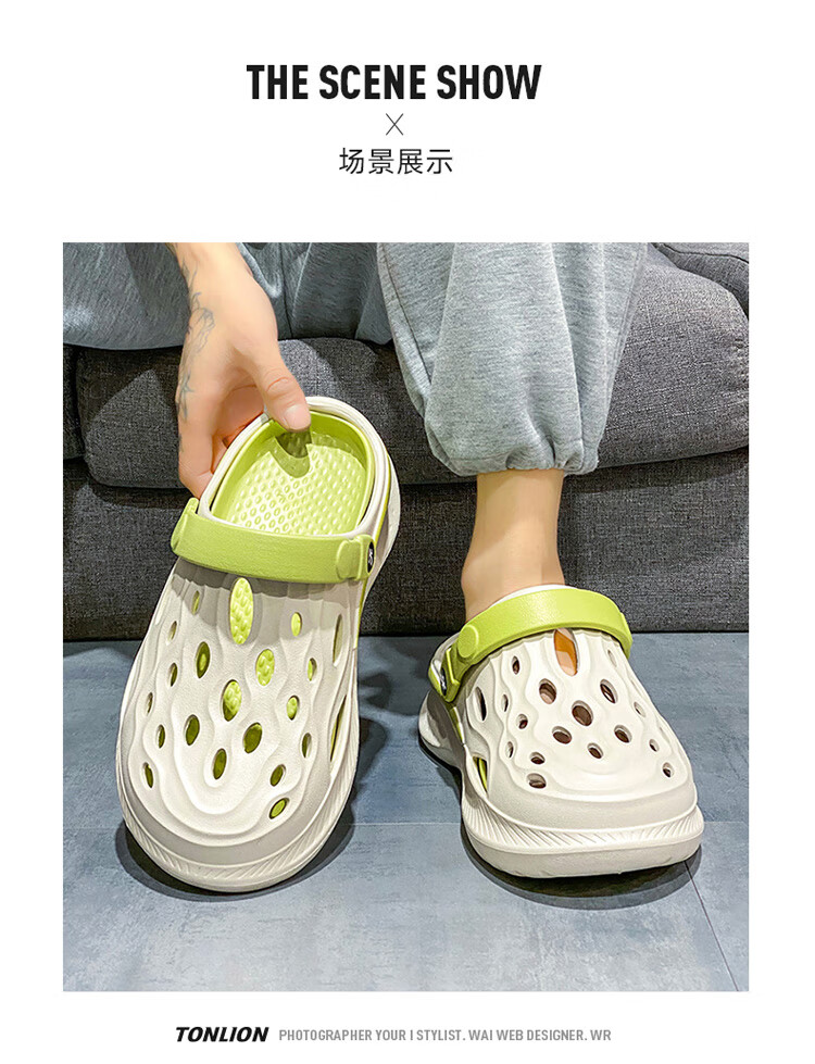 TonLion Sandals for Men And Women, Summer Couple Style, Hole Shoes, Men's Outdoor Breathable Beach Slippers, Dark Green, 38/39 8
