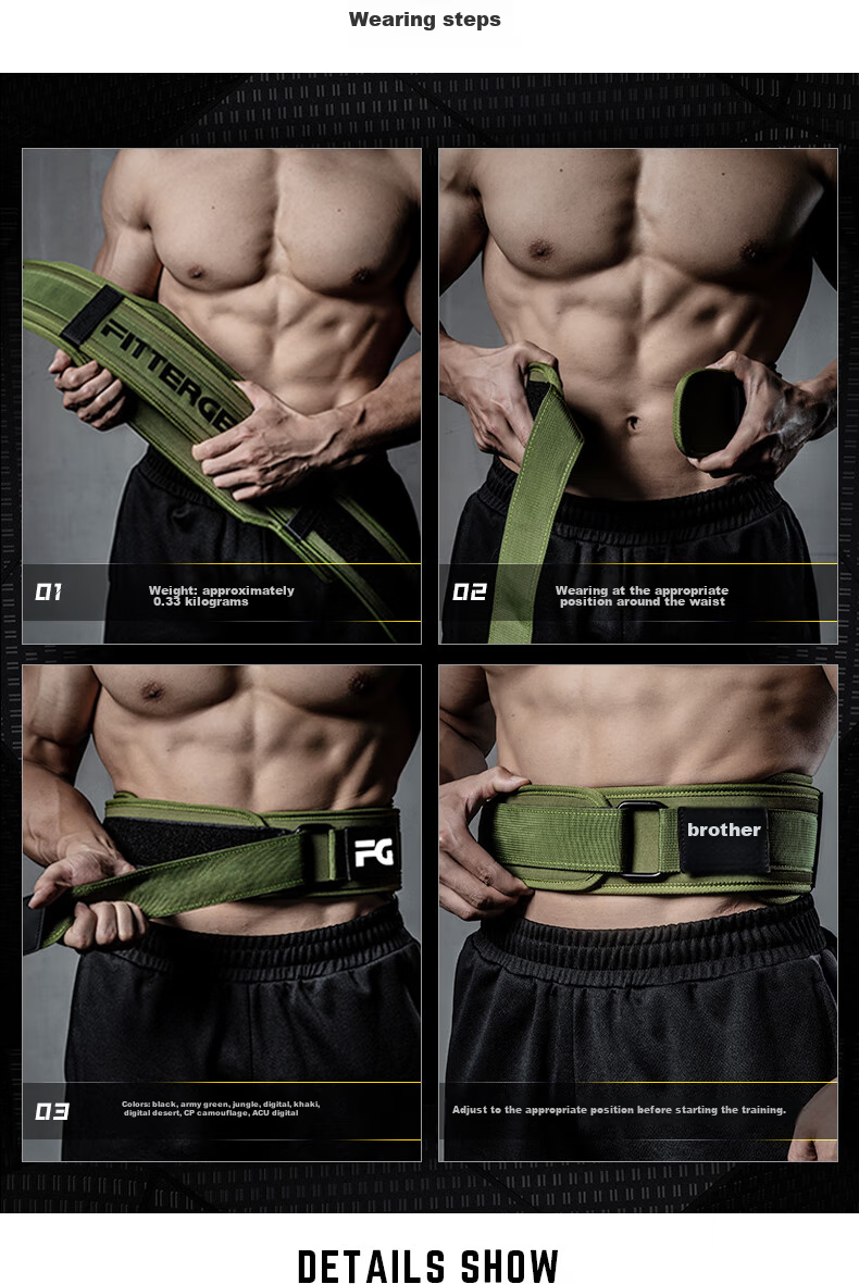 FITTER GEAR Fitness Waist Belt for Men, Deadlift Squat Strength Training Weightlifting Support Belt, Army Green Size S 15