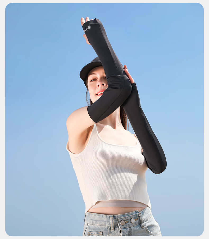 UV100 Women's Cooling UV Protection Arm Sleeves Summer Outdoor Cycling Thin Ice Silk Arm Guards 23568 Pearl Gray L 8