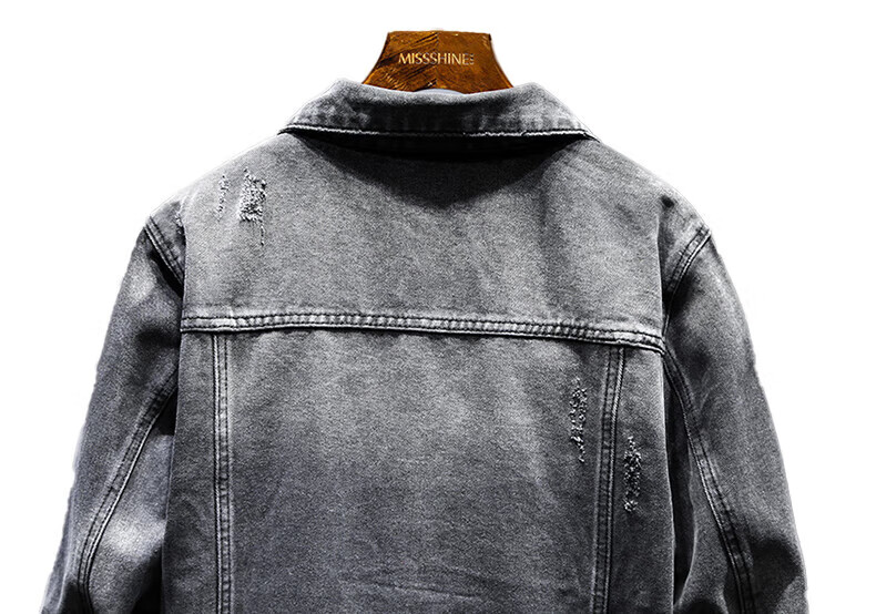 Jeanswest Denim Jacket for Men, 2026 Autumn Korean Style Trendy Loose Versatile Casual Denim Workwear, Black And Gray, Size L 14