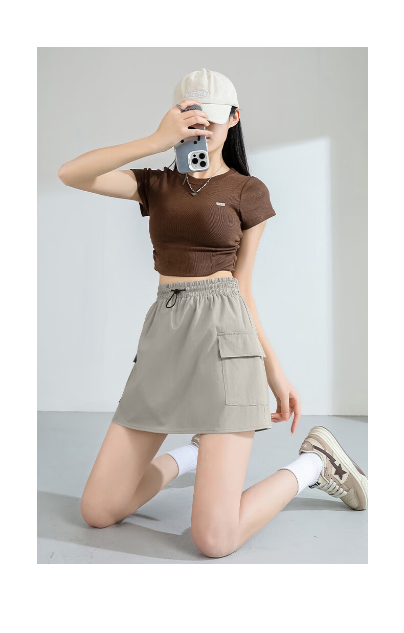 Baleno High-Waisted Cargo Skirt for Women with Lining, New Summer 2026 Fashion Outdoor Forest Style A-Line Short Skirt 9