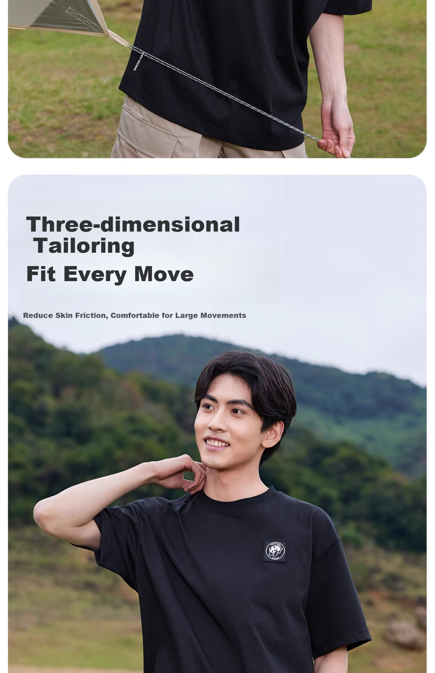 CAMEL Outdoor Unisex Casual Short-Sleeve T-Shirt, Round Neck, Cool And Breathable Top [Panda Collaboration] A34BA6K170 7