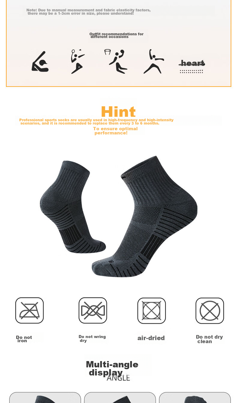 JOMA Mid-Calf Sports Socks Breathable Sweat-Wicking Durable Running Training Basketball Badminton Socks Black One Size Fits All 10