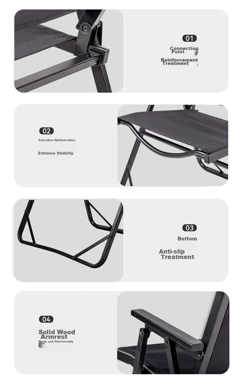 Black Dog Kmit Folding Chair, Single Seat Outdoor Chair with Backrest, Portable Lounge Chair for Leisure Fishing And Beach, Director Chair, Night Black 16