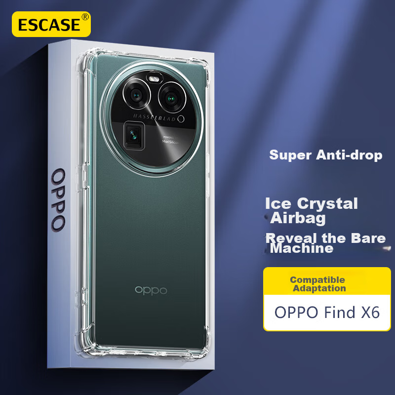 Чехол для телефона ESCAPE для OPPO Find X6, противоударный, прозрачный, силиконовый, с защитой камеры, унисекс, с отверстием для шнурка, прозрачно-белый