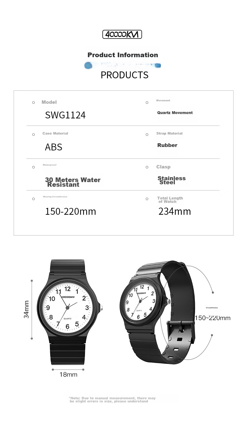 Siwangongli Children's Student Watch for Primary, Middle And High School Students, Civil Service Exam Waterproof Electronic Analog Quartz Watch, Black 7