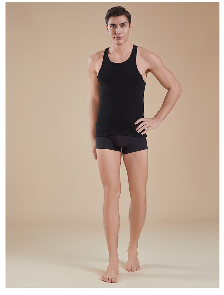 Hosa Men's Cotton Undershirt, Breathable Sports Tank Top, Round Neck, Slim Fit, High Elasticity Sleeveless Tee for Summer 5
