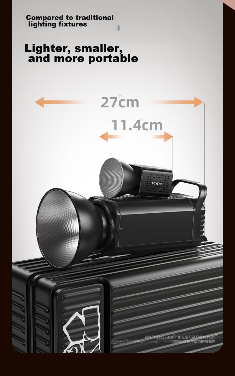 CRENOV [12000mAh] 60W Dual Color Temperature COB Fill Light with Built-In Battery, Desktop Live Streaming Professional Photography Studio Clothing Studio Continuous Lighting Indoor Photography Portable Fill Light 7