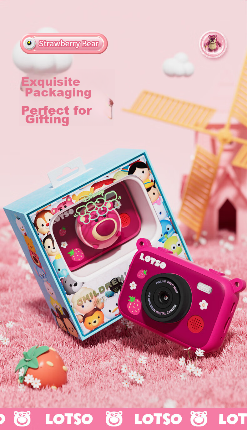 Disney Children's Digital Camera, Student Compact Camera for Photography And Travel, Touchscreen, Toy for Boys And Girls, Birthday Gift Box, Children's Present, CX5 Touchscreen Minnie Pink 10