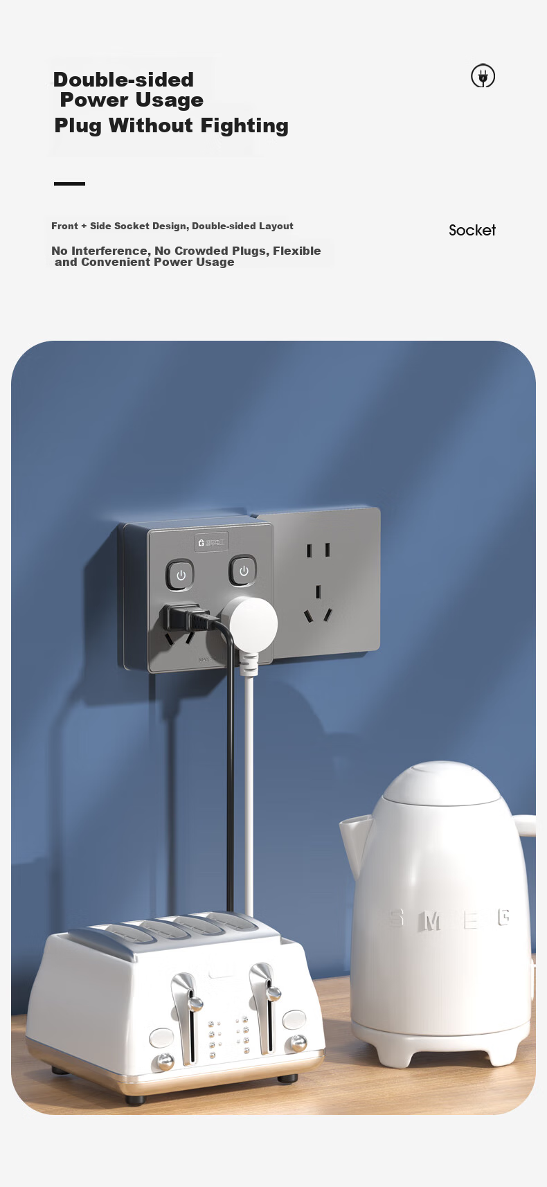 FDD Wireless 86-Type Plug Power Adapter Socket, Multi-Outlet Ultra-Thin High-Power Bedside Cube Socket, One to Fourteen-Hole Outlet [Separate Control Switch], Gray 7