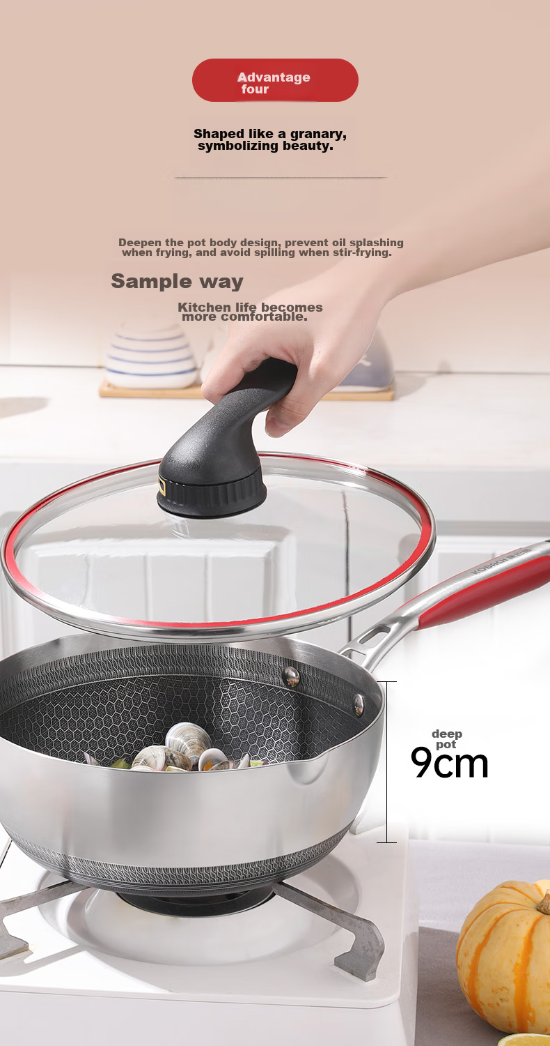 KOBACH Fifth Generation Non-Stick Wok, 316L Stainless Steel, Small Luxury Pan, Flat Bottom Frying And Stir-Frying Pan, 24cm (Suitable for 1-3 People) 7
