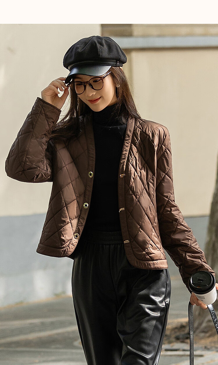 Dme [Laoqian Yinxiang] Winter Luxury Matte Light Luxury 400T Spring Yarn Diamond-Quilted Women's Cotton Jacket 17