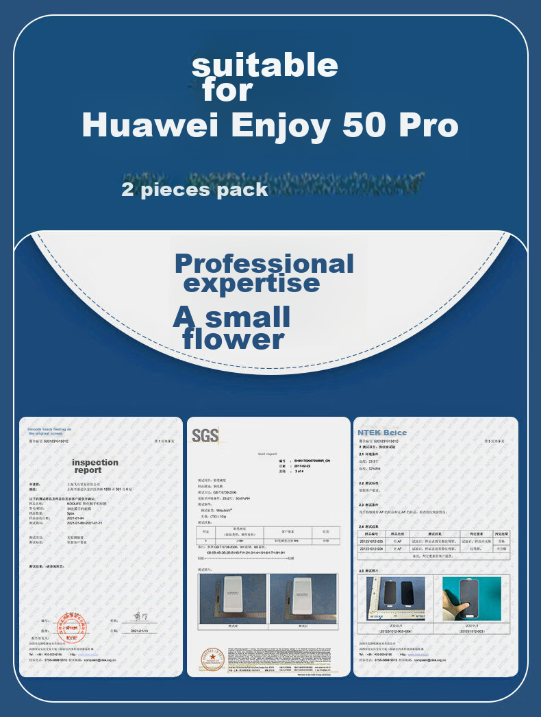 KOOLIFE Tempered Glass Screen Protector for Huawei Enjoy 50 Pro, Full Coverage Ultra-Thin HD Film for Huawei Enjoy 50 Pro Phone, Shatterproof Anti-Fingerprint Protective Film 5