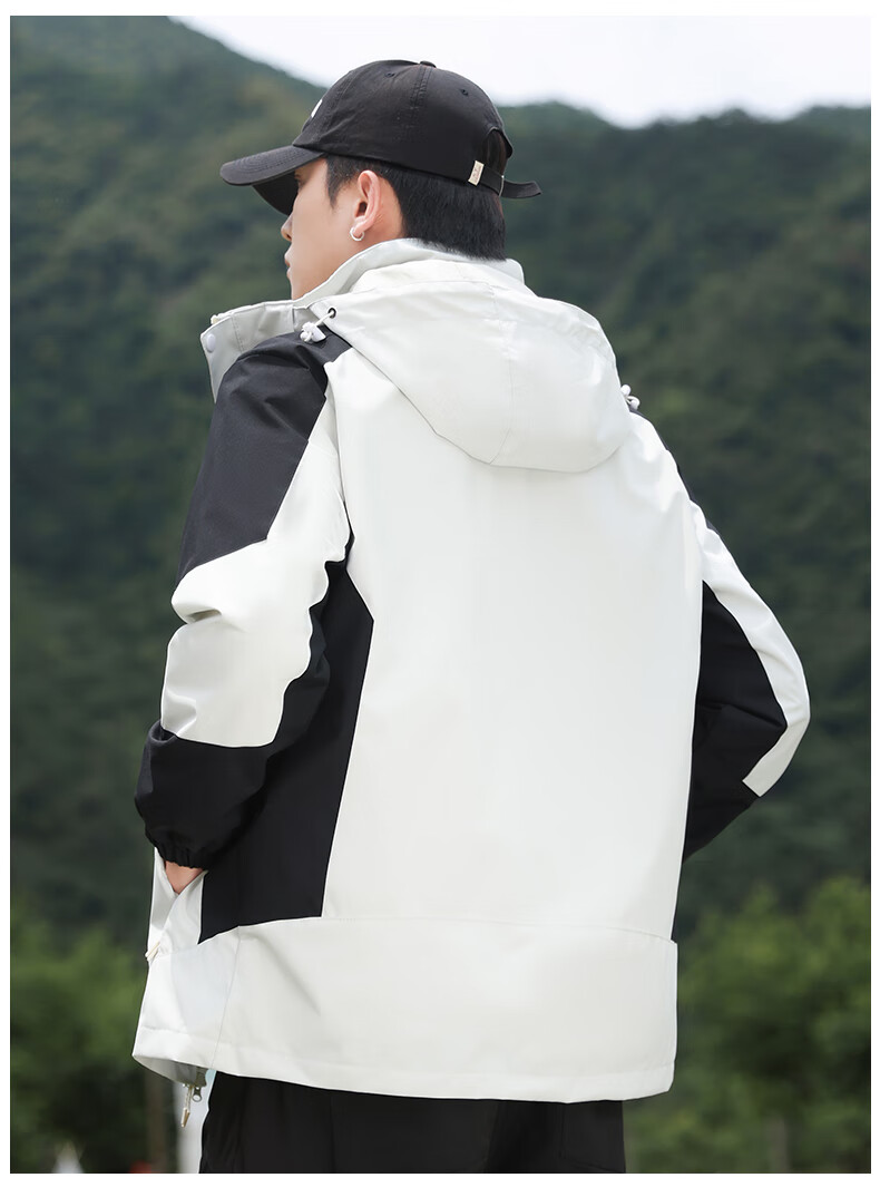 Jeanswest Men's Spring Autumn 3-in-1 Detachable Jacket Waterproof Windproof Outdoor Hiking Coat for Couples 11