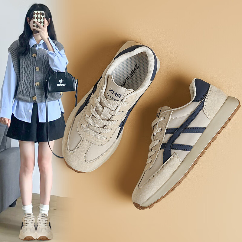 ZHR Casual Women's Shoes, Fashionable And Comfortable Running Height-Increasing Couple Shoes, Thick-Soled Versatile Training Shoes, AK199 Gray-Blue, Size 39