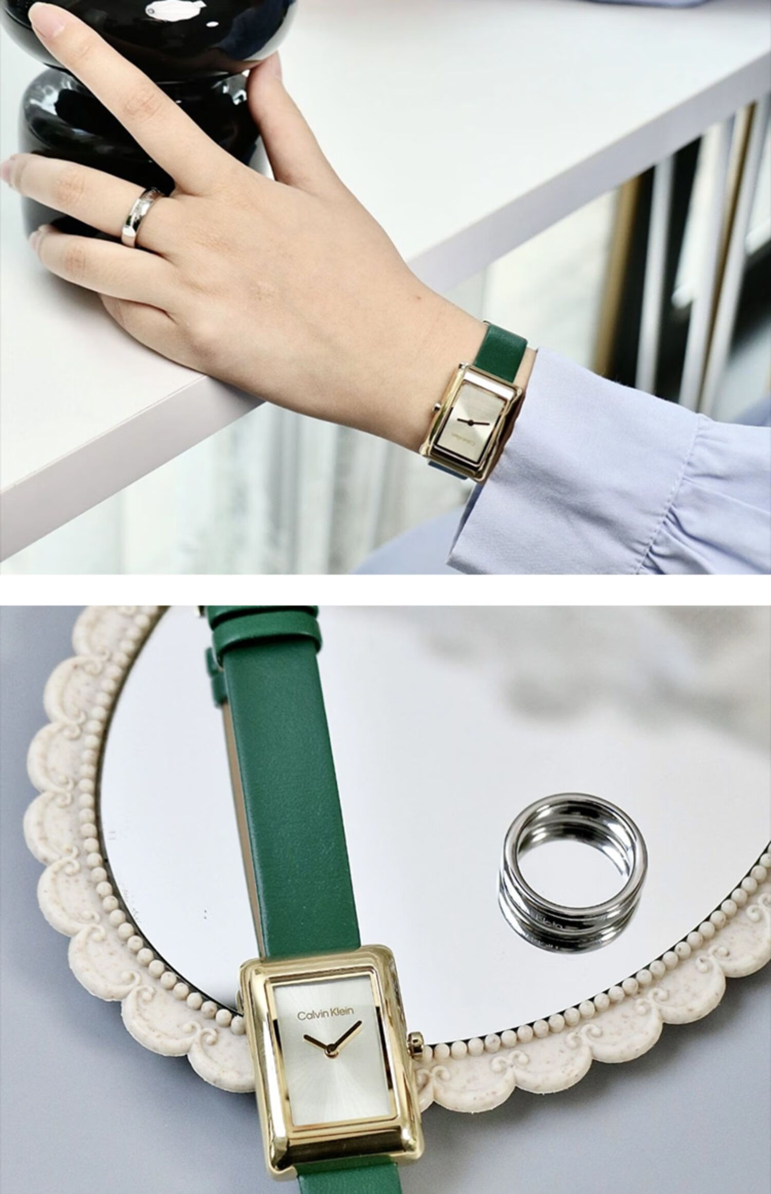 Calvin Klein CK Watch, Square Style, Retro Green Strap, Small Square Watch, Women's Wristwatch, Goddess Festival And New Year Gift, 25200397 2