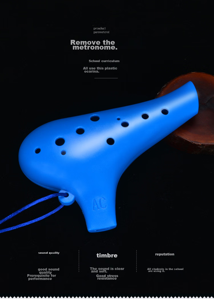 HAMDUN, 12-Hole AC Blue Flat-Mouth Resin Plastic Wind Instrument, Alto C Key, Beginner Entry-Level Teaching Instrument, Plastic And Rubber Wood School-Specific Flute 2