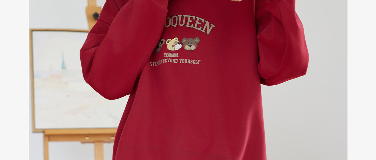 Halo Queen Women's Sweatshirt, Spring And Autumn Round Neck, Little Bear Christmas Outfit, Fashionable Loose Top Jacket H143W1002 2