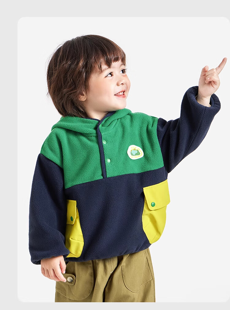 Ciciibear [Fleece-Lined] Boys' Hooded Sweatshirt, Children's Spring And Autumn Warm Jacket, Baby Casual Stylish 2024 New Style 5