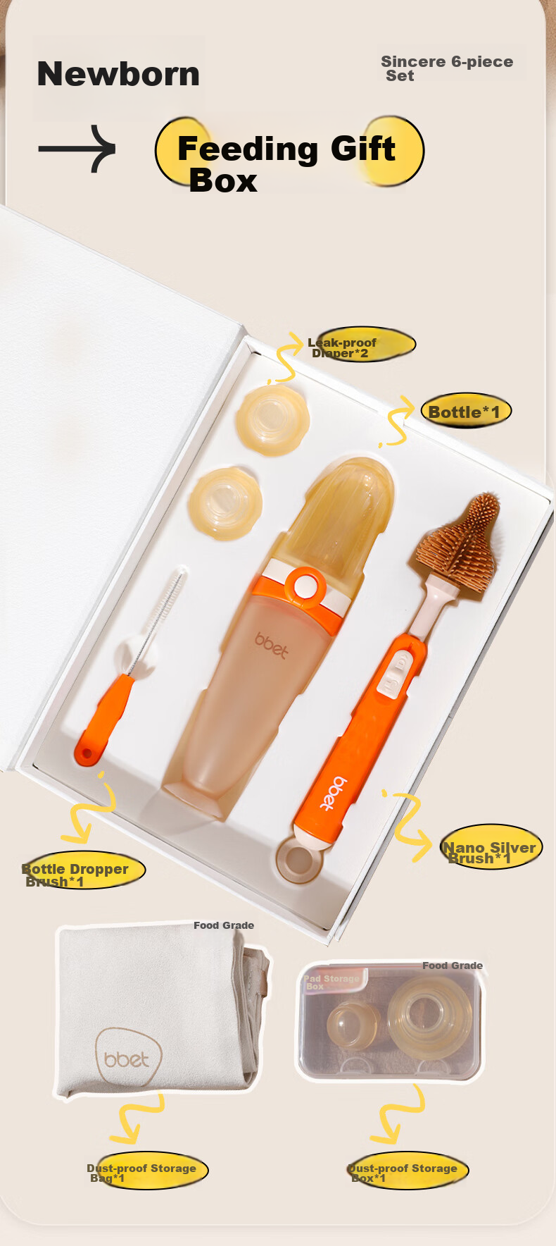 Barbie Elephant Baby Rice Paste Spoon And Bottle, Silicone Large Capacity Squeeze Feeding Tool for Complementary Food, Newborn Gift Box, Orange 3