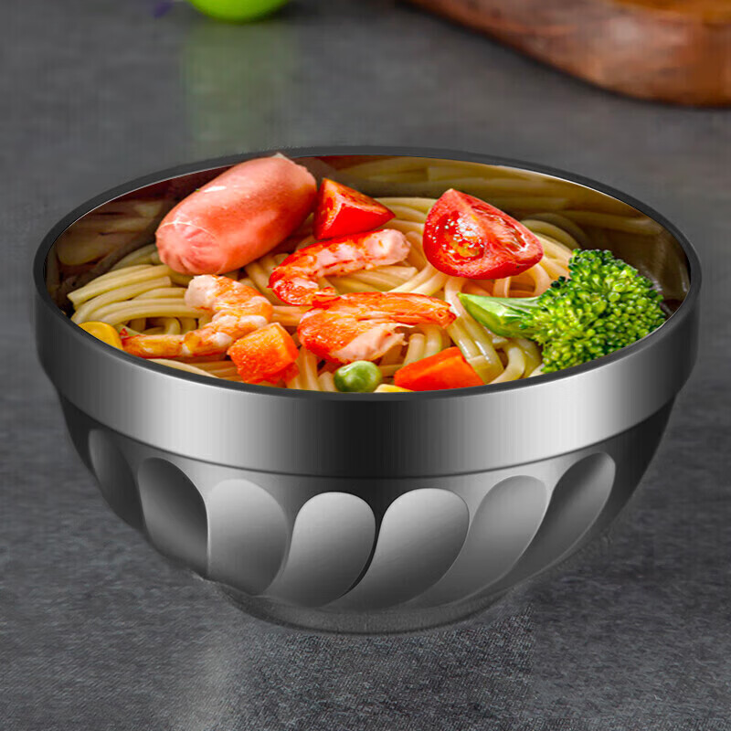Maxcook 304 Stainless Steel Bowl 20cm, Large Soup Bowl Noodle Bowl Tableware Double-Layer Insulated 1500ml MCWA648