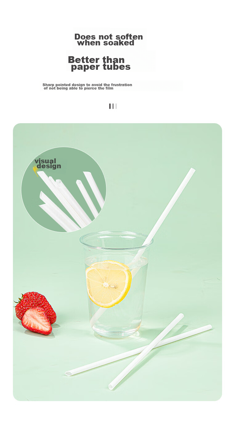 YOUAO Biodegradable PLA Straws, 100 Individually Wrapped, Heat-Resistant Straws for Juice, Drinks, And Bubble Tea 6