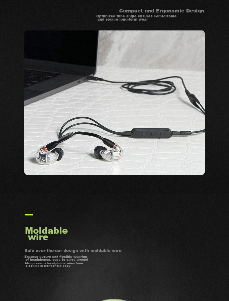 SHURE AONIC 3 In-Ear Balanced Armature Noise-Isolating Earphones with Wired Remote and Call Function Professional HIFI Music Earphones Black 5