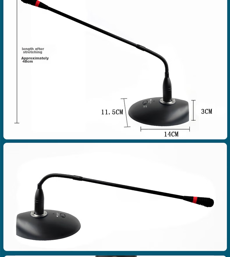 Lingque PS312 Wired Conference Microphone Desktop Gooseneck Pickup Anti-Interference Phantom Power 48V Rechargeable Long Rod Condenser Mic 13